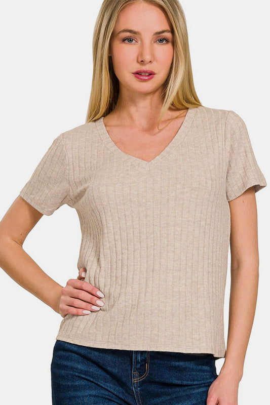 Zenana Ribbed Short SleeveZenana Ribbed Short Sleeve T-ShirtThe Ribbed Short Sleeve T-Shirt is a classic and versatile staple for any wardrobe. With its ribbed texture and simple design, this t-shirt offers a timeless and undClothingTrendsiLive Online MallZenana Ribbed Short Sleeve