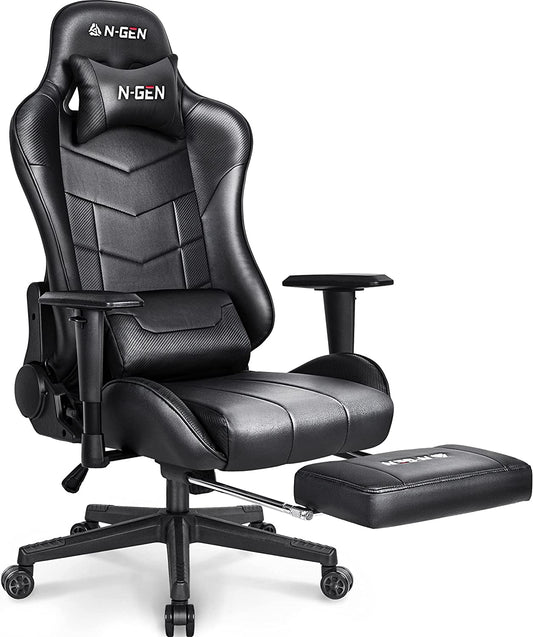 n-gen-gaming-chair-computer-ergonomic-office-adjustable-lumbar-support-racing-style-high-back-desk-swivel-executive-video-game-pc-leather-height-reclining-with-footrest-2-black
