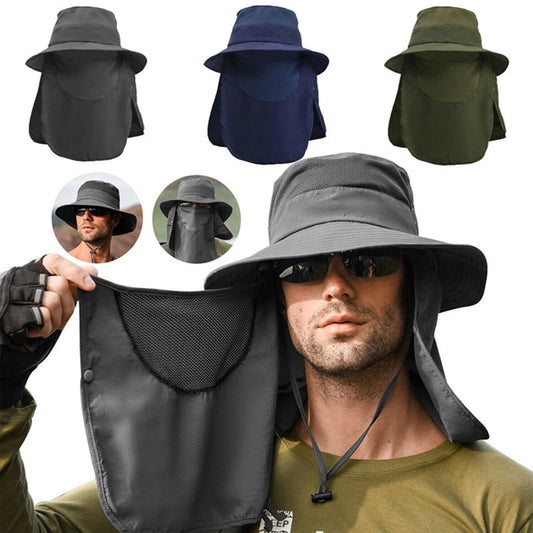 Summer Sun Hats UV Protection Outdoor Hunting Fishing Cap for Men Women Hiking Camping Visor Bucket Hat Removable Fisherman Hat