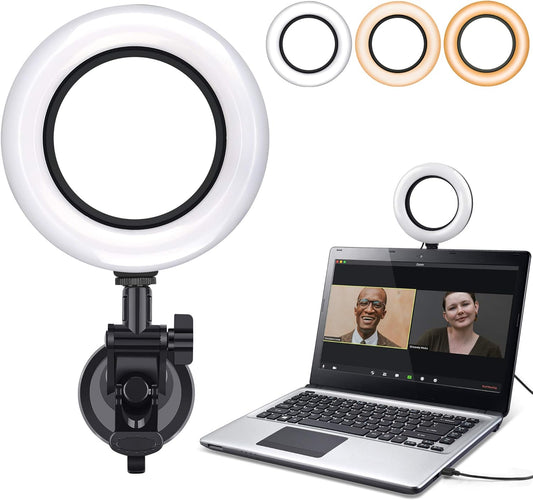 Video Conference Lighting Kit,Computer/Laptop Moniter LED Video Light Dimmable 6500K Ring Light for Remote Working,Zoom Call,Self Broadcasting,Live Streaming