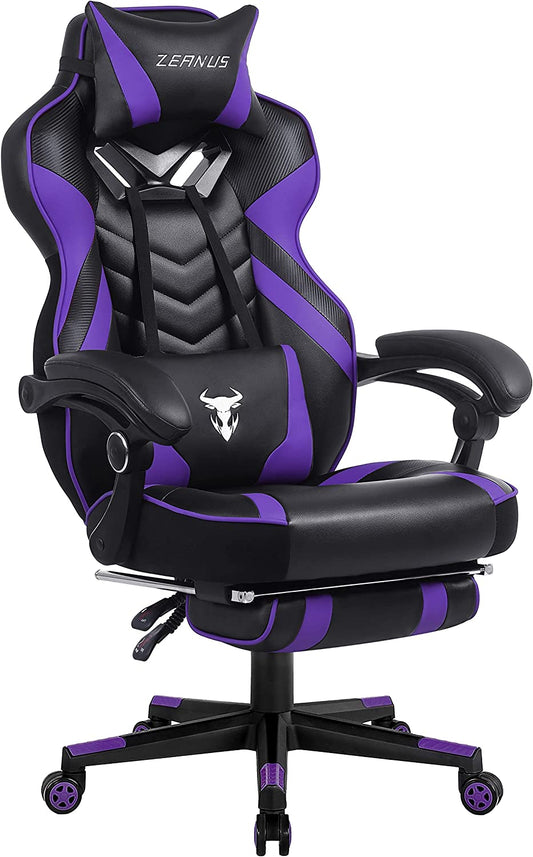Massage Large Computer Gaming Chair Racing Style ChairPurple Gaming Chair Reclining Computer Chair with Footrest High Back G
✔Ergonomic Design of Gaming Chair: The strong frame of ergonomic design chair and high backrest with massage lumbar cushion supply the maximum comfort when you spenChairsLive Online MallLive Online MallMassage Large Computer Gaming Chair Racing Style Chair