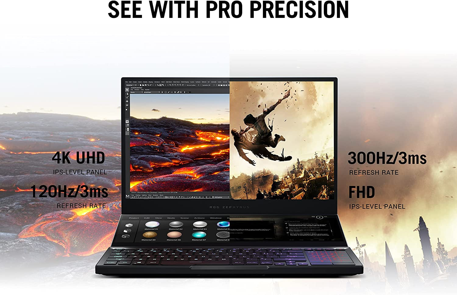 ROG Zephyrus Duo SE 15 Gaming Laptop, 15.6” 300Hz IPS Type FHD Display, NVIDIA Geforce RTX 3060, AMD Ryzen 9 5980HX, 16GB DDR4, 1TB Pcie SSD, Per-Key RGB Keyboard, Windows 10 Home, GX551QM-ES96