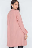 Blush Solid Long Sleeve Longline Jacket /2-2-2Blush Solid Long Sleeve Longline Jacket /2-2-2Jacket features: notched collar, open front, long sleeves with adjustable straps, front pockets, and a longline silhouetteModel is 5'9 wearing a size Small ( Waist: JacketLive Online MallLive Online MallBlush Solid Long Sleeve Longline Jacket /2-2-2