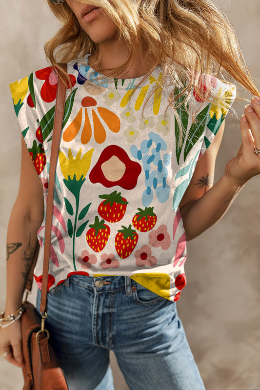 Khaki Fruit & Plant Print Round Neck Cap SleeveKhaki Fruit & Plant Print Round Neck Cap Sleeve T Shirt

Material:95%Polyester+5%Elastane
• Embrace a touch of bohemian flair with our T-shirt, perfect for a laid-back yet stylish look.
• The intricate fruit and vegetT ShirtsShewinLive Online MallKhaki Fruit & Plant Print Round Neck Cap Sleeve